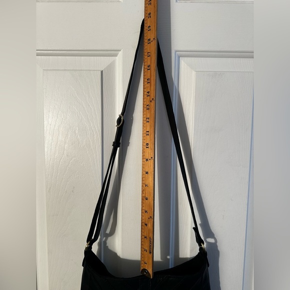MARGOT Black Genuine Leather Chevron Hobo Bag Purse Adjustable Strap North/South - Picture 5 of 16